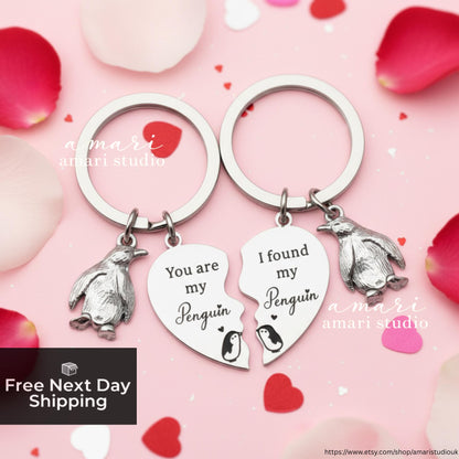 2pcs You Are My Penguin, I Found My Penguin Keychain, Friendship Couple Keychains, Valentines Day Gift, Personalised Gift Ideas
