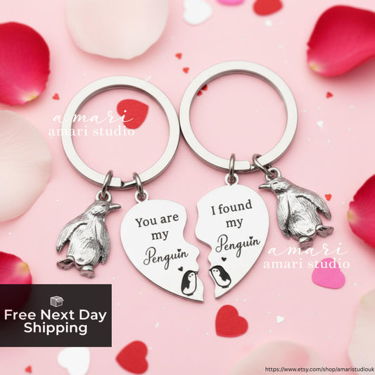 2pcs You Are My Penguin, I Found My Penguin Keychain, Friendship Couple Keychains, Valentines Day Gift, Personalised Gift Ideas