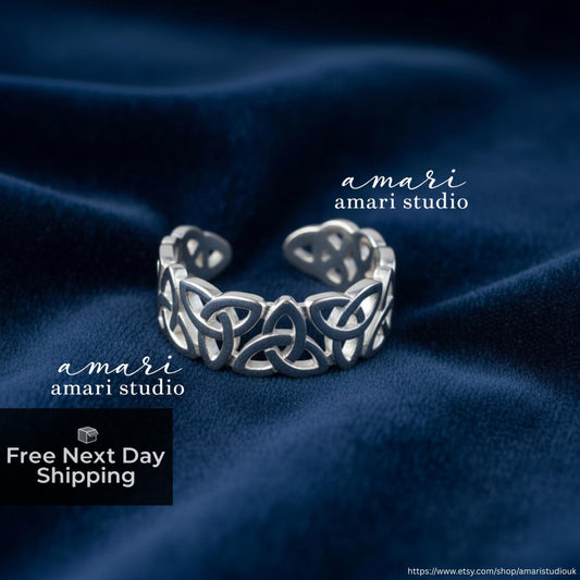 Silver Celtic Knot Ring, Fully Adjustable Ring, Bohemian Jewellery