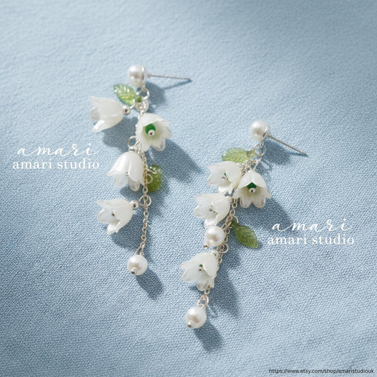 Lily Of The Valley Flower Earrings, Chic Natural Jewellery
