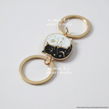 2Pcs Yin Yang Cat Keyring Set, 2 Piece Keyring Set, Valentines Day Gift, Gift For Boyfriend, Gift For Girlfriend