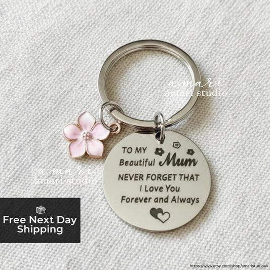 Beautiful Mum I Love You Keychain, Mum Keyring, Mothers Day Gift, Personalised Gifts For Her