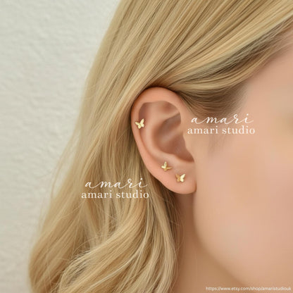 6Pcs Gold Butterfly Stud Earrings, Set of 6 Earrings, Simple Minimalist Jewellery