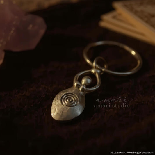 Spiral Goddess Woman Keychain, Divine Feminine, Fertility Symbol, Witch Healing Gift