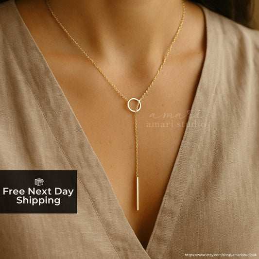 Minimalist Circle Necklace, Gold Chain Necklace, Pendant Necklace, Casual Any Occasion Jewellery