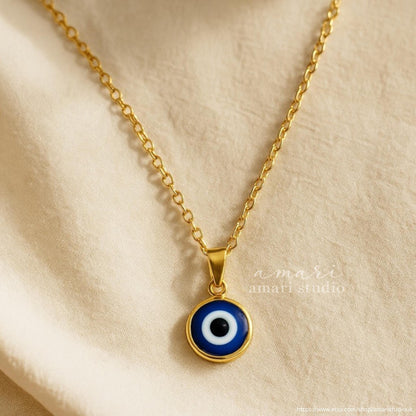 Turkish Evil Eye Necklace, Gold Chain Necklace, Nazar Necklace, Pendant Necklace