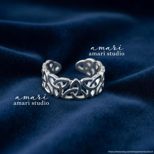 Silver Celtic Knot Ring, Fully Adjustable Ring, Bohemian Jewellery