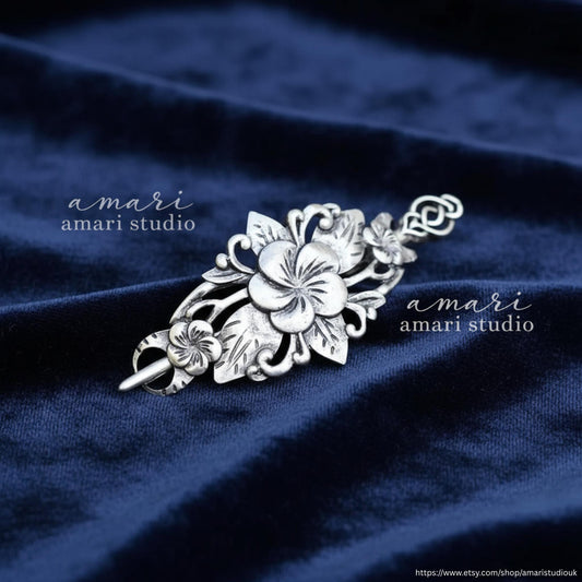 Silver Vintage Nature Inspired Hairpin, Natural Bohemian Accessories
