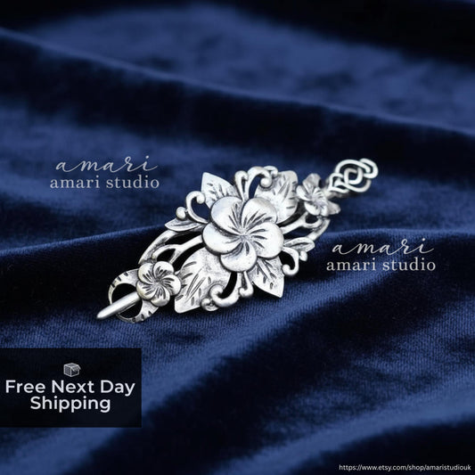 Silver Vintage Nature Inspired Hairpin, Natural Bohemian Accessories