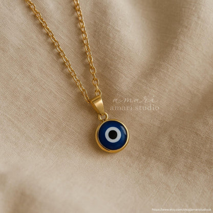 Turkish Evil Eye Necklace, Gold Chain Necklace, Nazar Necklace, Pendant Necklace