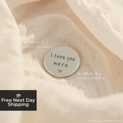 I Love You More Personalised Keepsake Token – Custom Engraved Love Gift, Romantic Gift for Her, Him, Anniversary, Valentine's Day