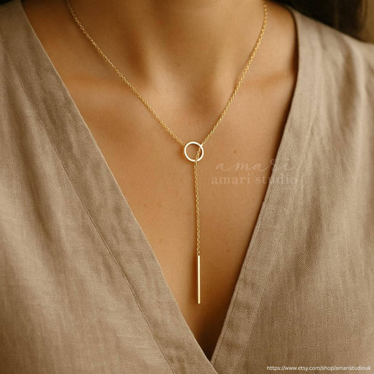 Minimalist Circle Necklace, Gold Chain Necklace, Pendant Necklace, Casual Any Occasion Jewellery