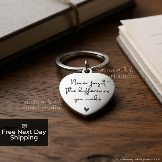 Never Forget the Difference You Make Keychain, Personalised Christmas Birthday Gift Ideas For Him Gifts For Her