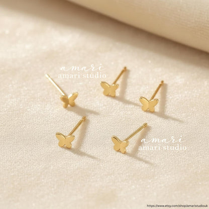 6Pcs Gold Butterfly Stud Earrings, Set of 6 Earrings, Simple Minimalist Jewellery