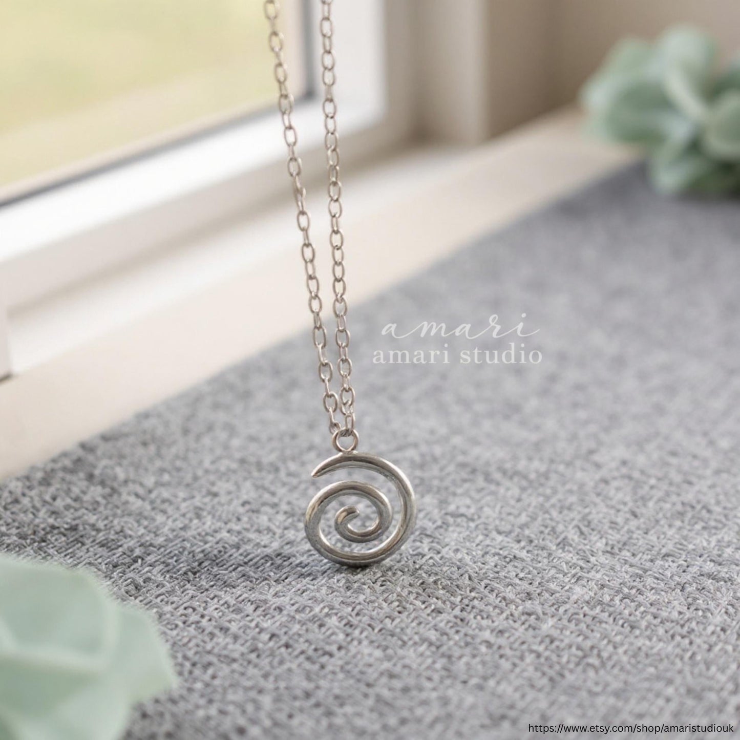 Silver Spiral Necklace, Simple Minimalist Bohemian Jewellery