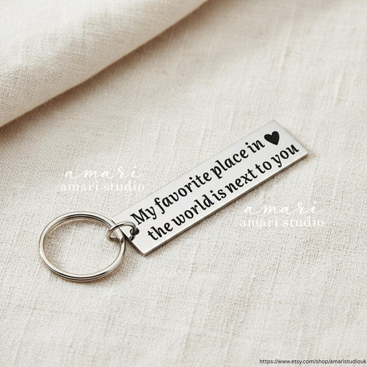 My Favorite Place In The World Is Next To You Keychain, Personalised Gift Ideas For Him Gifts For Her, Valentines Day Gift