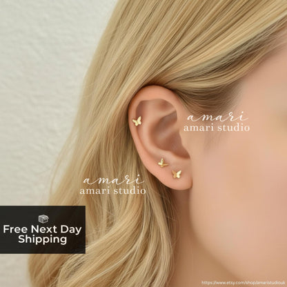 6Pcs Gold Butterfly Stud Earrings, Set of 6 Earrings, Simple Minimalist Jewellery