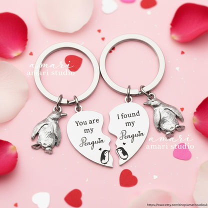 2pcs You Are My Penguin, I Found My Penguin Keychain, Friendship Couple Keychains, Valentines Day Gift, Personalised Gift Ideas