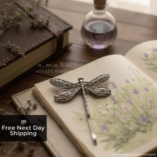 Antique Silver Dragonfly Hair Clip, Bohemian Natural Jewellery