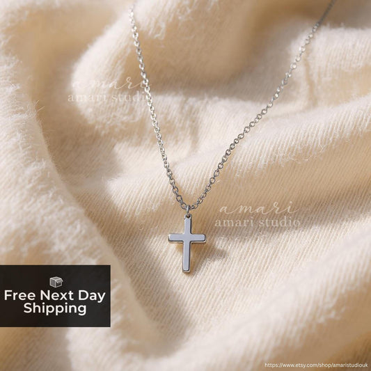 Silver Cross Necklace, Silver Chain Necklace, Cross Pendant Jewellery