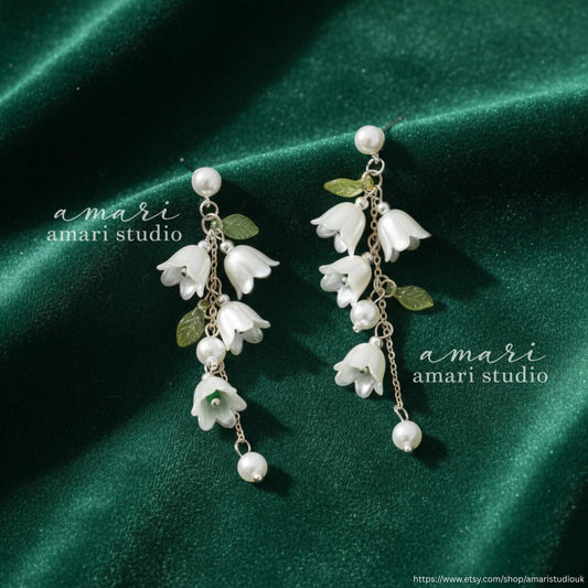 Lily Of The Valley Flower Earrings, Chic Natural Jewellery