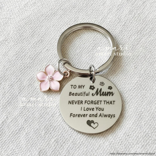 Beautiful Mum I Love You Keychain, Mum Keyring, Mothers Day Gift, Personalised Gifts For Her
