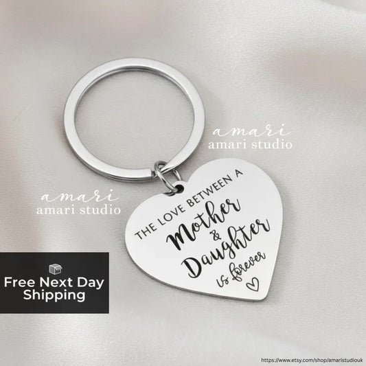 The Love Between A Mother And Daughter Is Forever Keychain, Valentines Day Gift, Gifts For Her, Galentines Day Gift