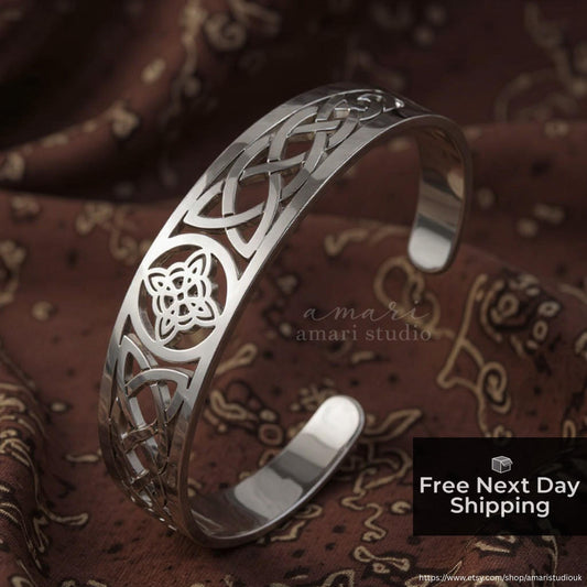 Silver Gold Cross Bangle Bracelet – Bohemian Hippie Cross Jewellery Gift for Her