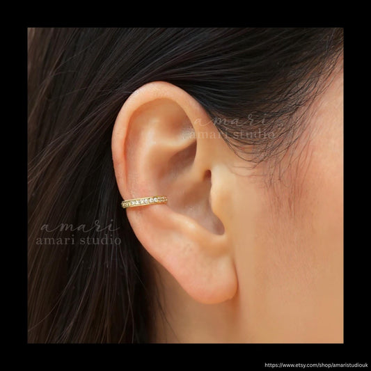 Gold Silver Crystal Ear Cuff, No Pierce Earring, No Piercing Earcuff Wrap Climber